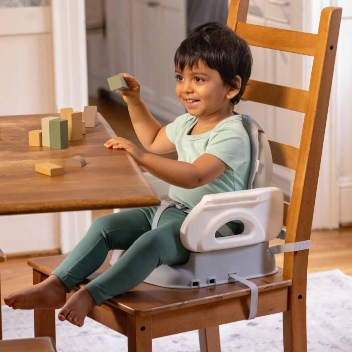 Asiento elevador plegable INGENUITY Deluxe gris, portátil con bandeja y correas incluidas 2