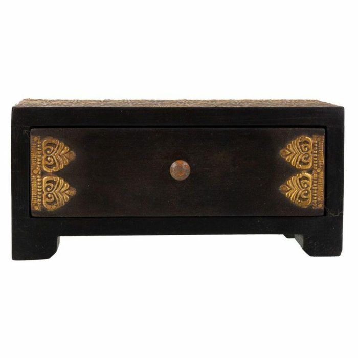 Caja-Joyero Alexandra House Living Marrón oscuro Latón Pintura Madera MDF 8 x 8 x 20 cm 4