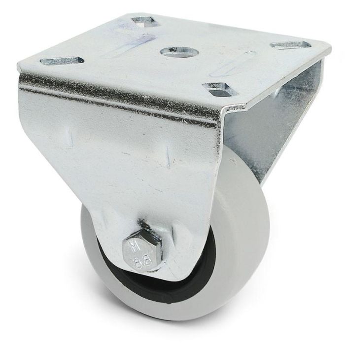 Q&Q Rueda Fija Zaga Aro de Goma Gris Ø50mm H76mm Soporte de Acero Zincado