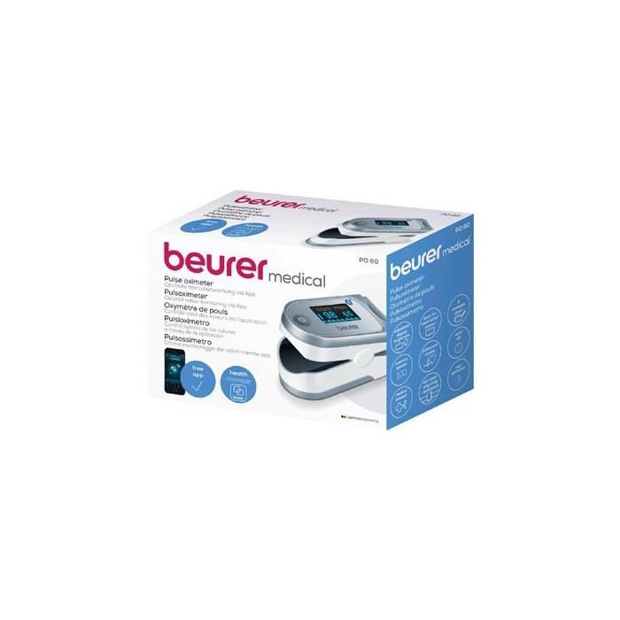 Beurer Pulsioxímetro PO-60 con Bluetooth para Medición de Oxígeno en Sangre y Frecuencia Cardíaca 2