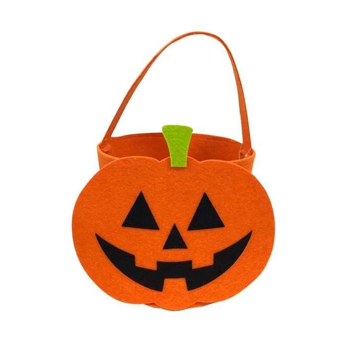 My Other Me Cubo calabaza de fieltro naranja 21x19x22 cm - Ideal para Halloween