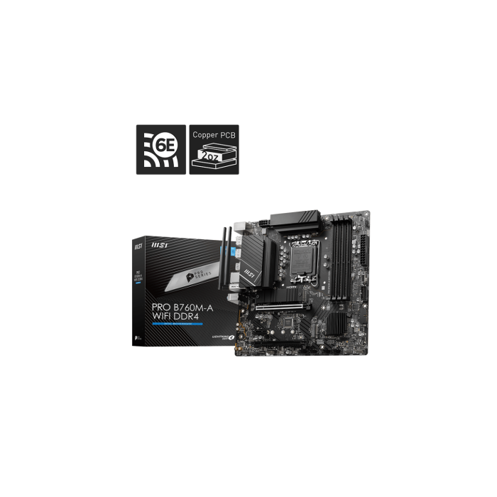 MSI PRO B760M-A WiFi DDR4 Placa Base Intel B760 LGA 1700 Micro-ATX Wi-Fi 6E