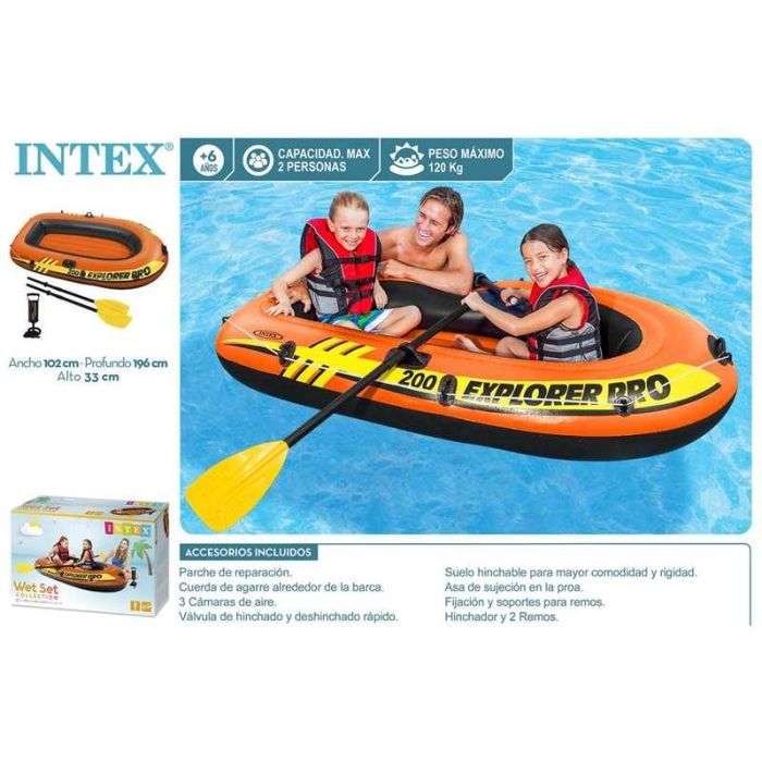 Barca hinchable explorer pro 200 196x102x33 cm con remos y bomba (+ 6 años) 2