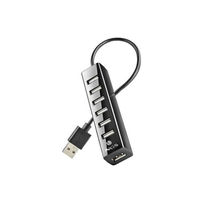 NGS IHUB7TINY Hub USB 2.0 de 7 Puertos con Alimentación Externa, Diseño Compacto para Múltiples Dispositivos, Velocidad 480 Mbps 1