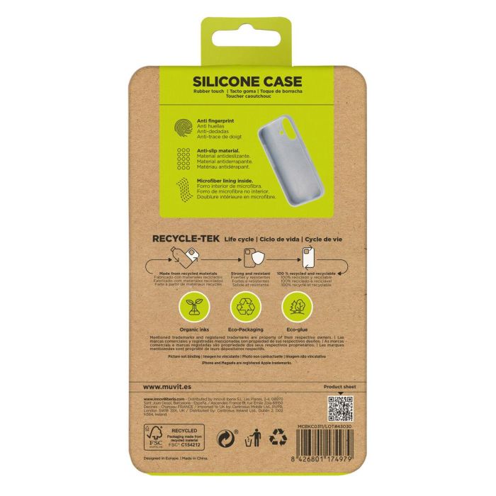 Muvit Funda Liquid Silicone Recycletek para Apple - Funda Protectora de Silicona Reciclada, Suave y Resistente 1