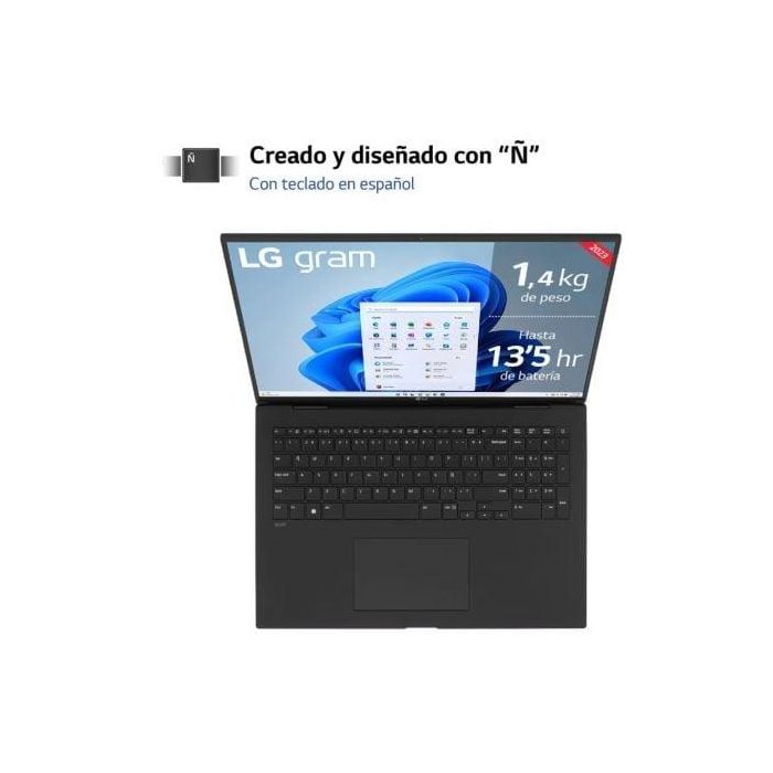 LG 17Z90R Portátil Ultraligero 17" WQXGA 144Hz Intel Core i7-1360P 32GB RAM 1TB SSD NVIDIA RTX 3050 Win 11 Home Negro 1