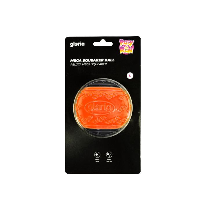Gloria Play And Run Pelota Juguete para Perros, Mega Squeaker L 8.89 cm Naranja-Gris, de TPR Resistente para Adiestramiento 3