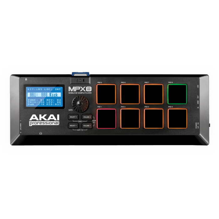 AKAIPRO Mpx8 Reproductor de Samples con 8 Pads Sensibles a Pulsación y Dinámica, Control de Equipo/Software y Conectividad MIDI/USB