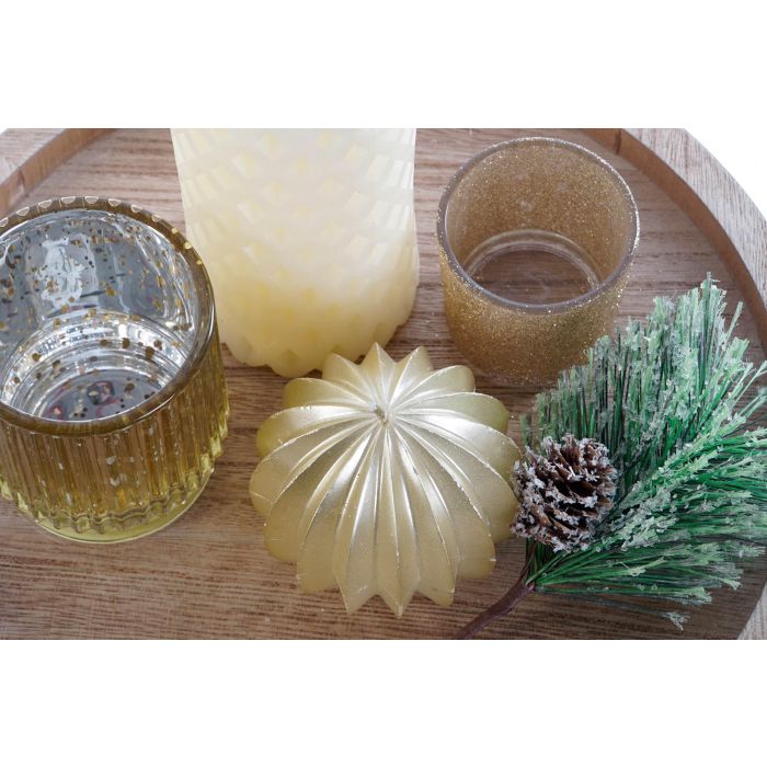 DKD Home Decor Vela Cristal y MDF Dorado 27 x 2 x 27 cm Set de 6 Piezas 2