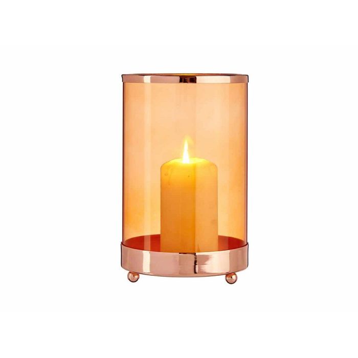 Portavelas Cobre Ambar Cilindro 12,2 x 19,5 x 12,2 cm Metal Vidrio 2 Portavelas Cobre Ambar Cilindro 12,2 x 19,5 x 12,2 cm Metal Vidrio 2