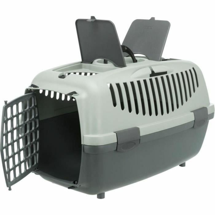Trixie TRI4011905398075 Caja de transporte Capri 3, Talla S, para perros. Medidas: 40x38x61 cm. Color: Antracita, gris y verde. 1