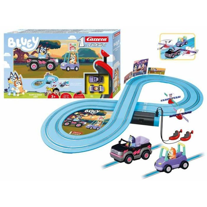 Carrera Pista de Carreras Eléctrica para Niños Bluey & Bingo First Race, Circuito de 2,4 Metros, Juego de Coches, Edad 3+ Años 0 Carrera Pista de Carreras Eléctrica para Niños Bluey & Bingo First Race, Circuito de 2,4 Metros, Juego de Coches, Edad 3+ Años 0