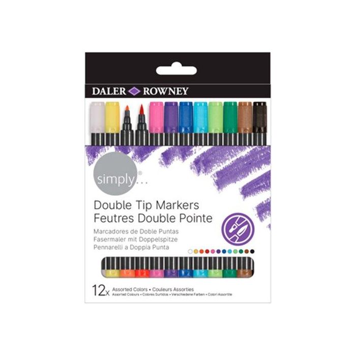Rotulador Fibra Daler Rowney Doble Punta Simply Estuche De 12