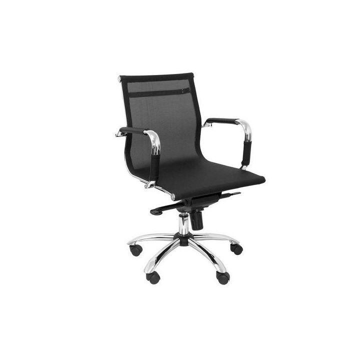 Silla Piqueras Y Crespo Barrax Confidente Brazos Fijos Mecanismo Basculante Regulable En Altura Ruedas De Parquet Asiento Y Respaldo Malla Negro