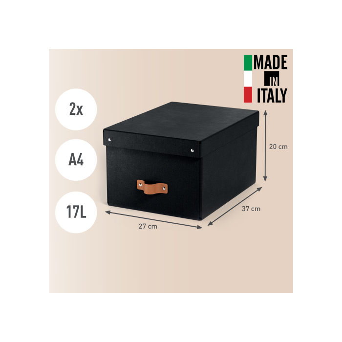 Pack 2 Cajas de Almacenamiento Cartón Mediana Color Negro Leitz 61490095 2 Pack 2 Cajas de Almacenamiento Cartón Mediana Color Negro Leitz 61490095 2