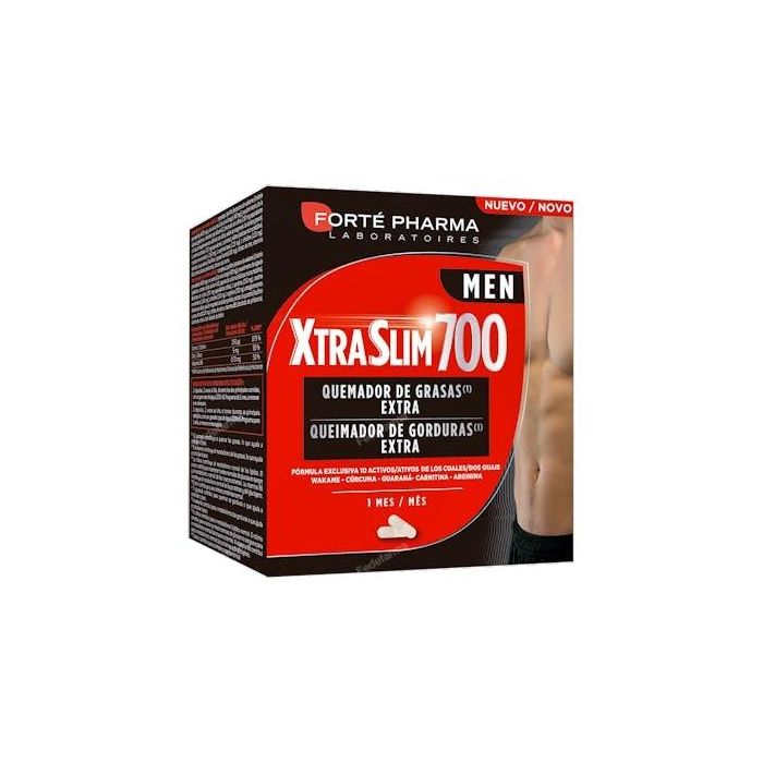 Forté Pharma XTRASLIM 700 MEN Quemador de Grasas Extra: Control Peso con Wakame, Guaraná y L-Carnitina, 120 Cápsulas