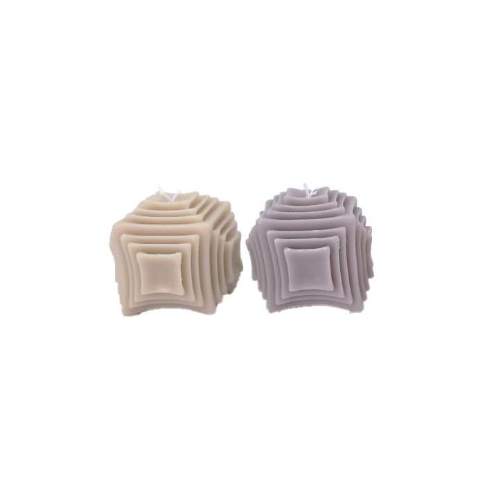 Vela Urban DKD Home Decor Gris Beige 8 x 7 x 8 cm (8 Unidades)