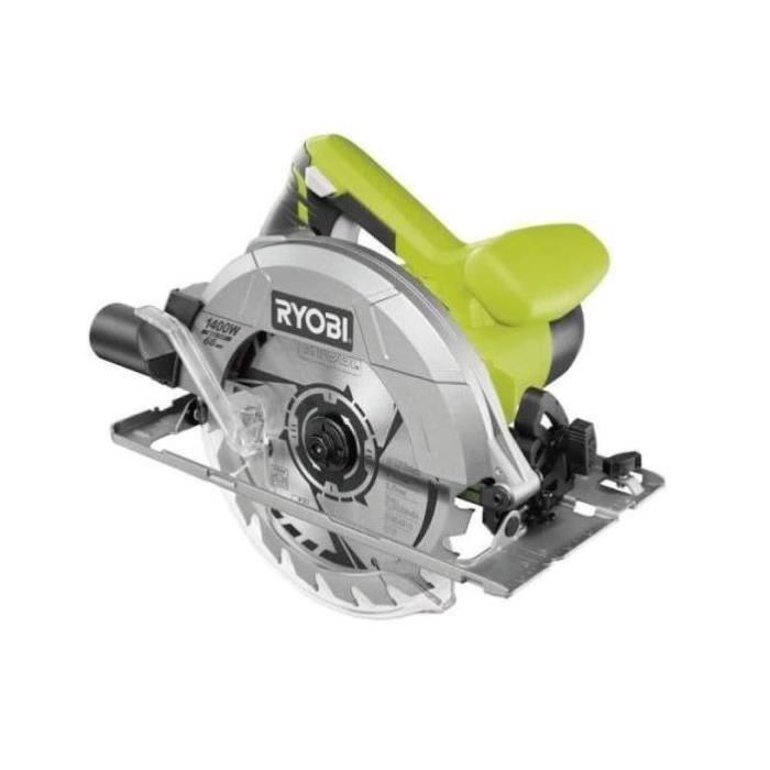 Ryobi RYO4892210190987 Sierra Circular 1400 W con 2 Cuchillas 190mm (20 y 48 Dientes), Guía Paralela y Boquilla de Succión 1