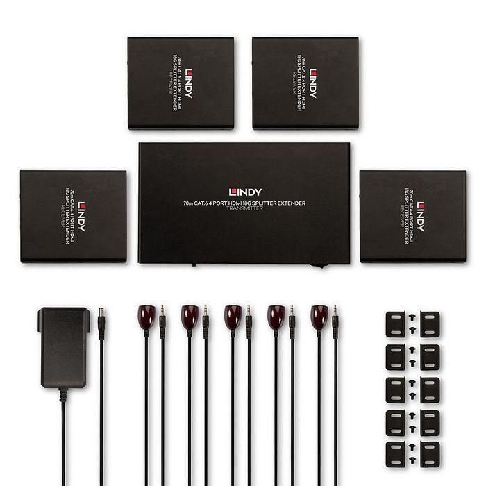 Lindy 70m Cat.6 4 Port HDMI 4K60 Splitter Extender 4 Lindy 70m Cat.6 4 Port HDMI 4K60 Splitter Extender 4