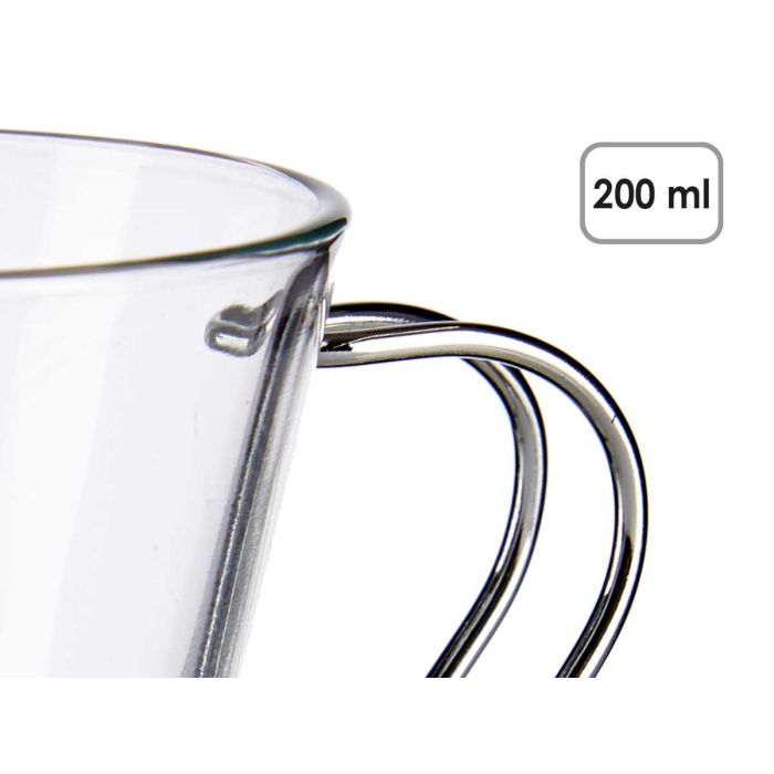 Taza Vidrio Con Asa Metal 200 Ml Cafe Con Leche Vivalto 11X9CM (72 Unidades) 3 Taza Vidrio Con Asa Metal 200 Ml Cafe Con Leche Vivalto 11X9CM (72 Unidades) 3