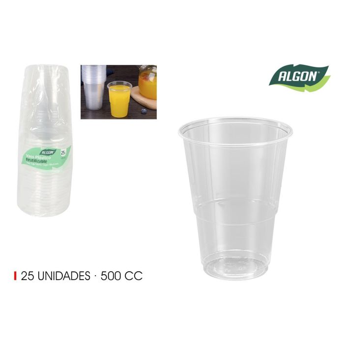 Set de 25 vasos transparentes 500 cc Algon (12 Unidades) Set de 25 vasos transparentes 500 cc Algon (12 Unidades)