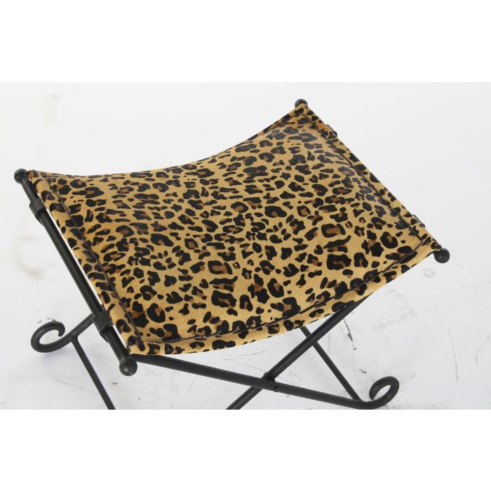 DKD Home Decor Reposapies Colonial 45 x 41 x 55 cm Marron Negro Leopardo 1