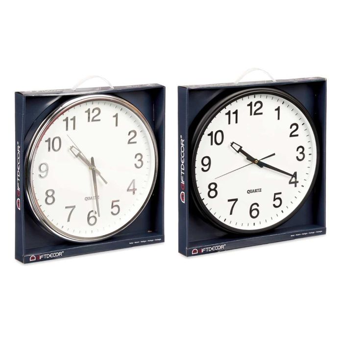 Reloj Redondo 38Cm Plata Negro Surt Giftdecor (6 Unidades) 2 Reloj Redondo 38Cm Plata Negro Surt Giftdecor (6 Unidades) 2