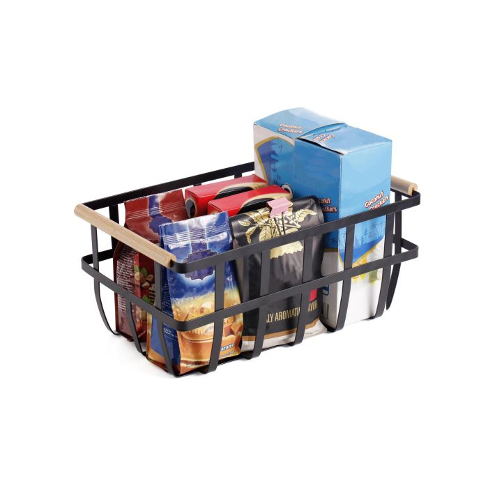 Confortime Cesta de Organización Negra Madera 36 cm x 22 cm x 15.5 cm (6 Unidades)