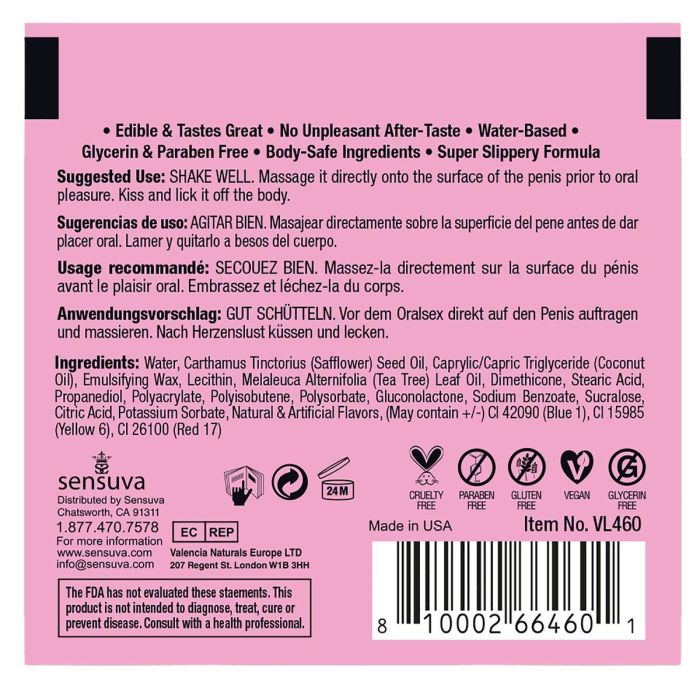 Lubricante con Sabor Sensuva Algodón de Azúcar 6 ml 2 Lubricante con Sabor Sensuva Algodón de Azúcar 6 ml 2
