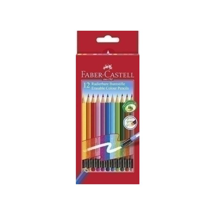 Lapices De Colores Faber-Castell Borrable Estuche De 12 Con Goma