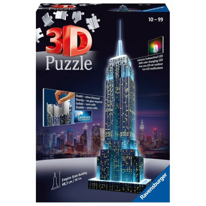 Ravensburger Puzzle 3D Empire State Building Edición Noche con Iluminación LED de Colores 216 Piezas para +12 años 6 Ravensburger Puzzle 3D Empire State Building Edición Noche con Iluminación LED de Colores 216 Piezas para +12 años 6