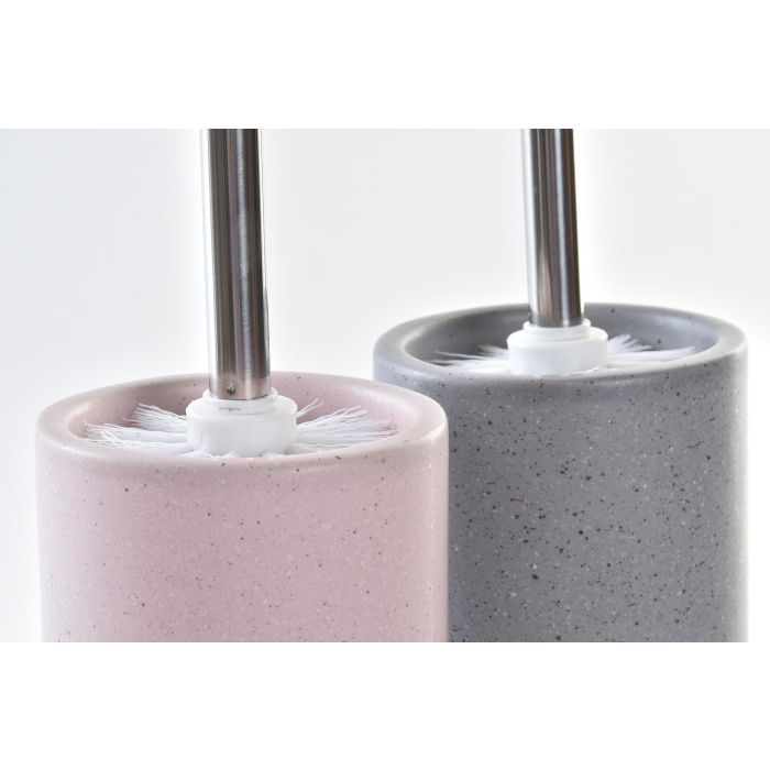 DKD Home Decor Escobillero Gris Rosa Palo Dolomita 9.8 x 39 x 9.8 cm (2 Unidades) 1