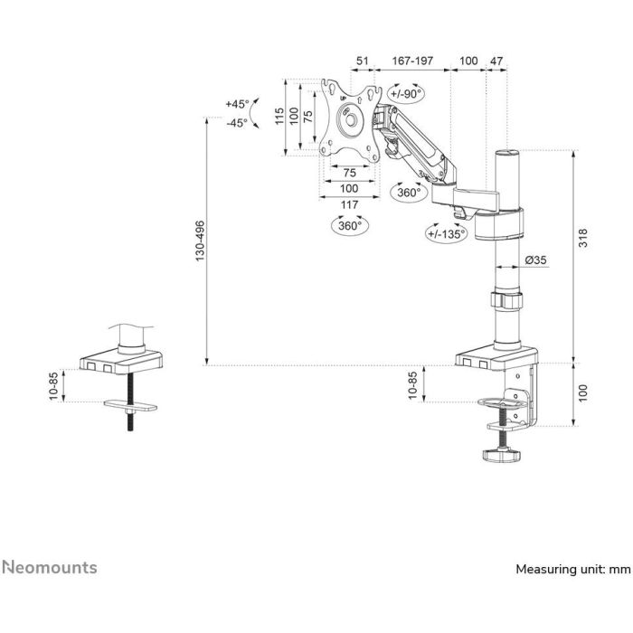 Soporte de Mesa para Pantalla Neomounts DS70-750BL1 10 Soporte de Mesa para Pantalla Neomounts DS70-750BL1 10