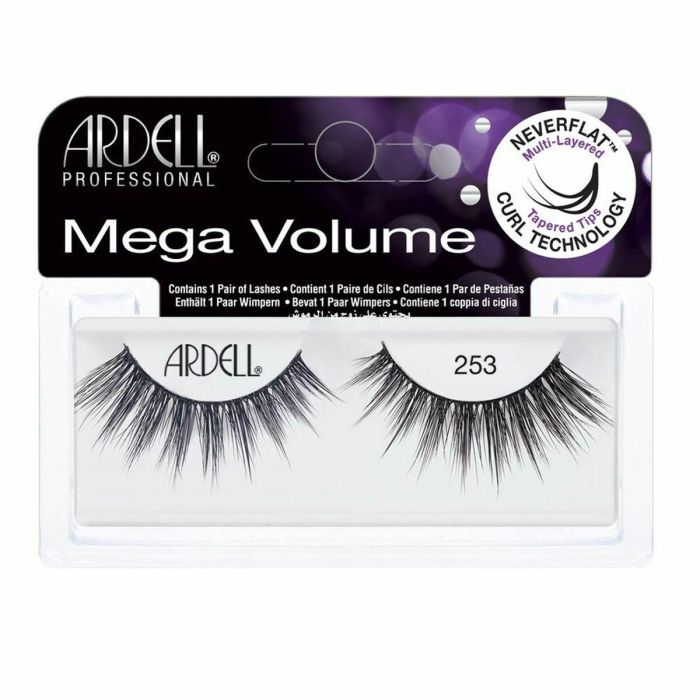 Ardell #253 Pestañas Postizas Mega Volumen y Longitud, Rizo NEVERFLAT™ Duradero, Doble Capa Texturizada. Cruelty Free, 1 Unidad