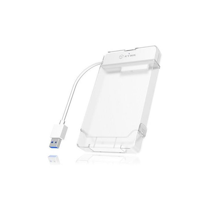 ICY BOX IB-AC703-U3 Carcasa para disco duro/SSD de 2.5" SATA a USB-A 3.0 con cable integrado y compatible con UASP 3