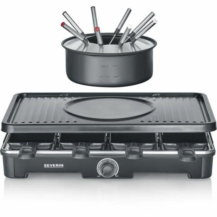 Combo Raclette-Fondue - SEVERIN - RG2347 - 8 personas - Caquelon con 8 tenedores y 8 espátulas - Negro 4