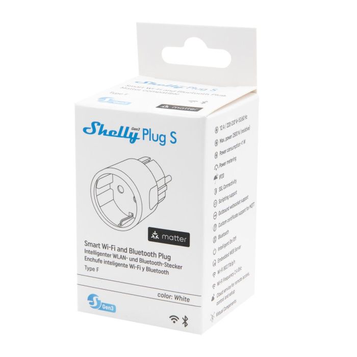 Shelly Plug S Gen3 Matter Wi-Fi Smart-Steckdose 12A Messfunktion WLAN Bluetooth weiß 10 Shelly Plug S Gen3 Matter Wi-Fi Smart-Steckdose 12A Messfunktion WLAN Bluetooth weiß 10