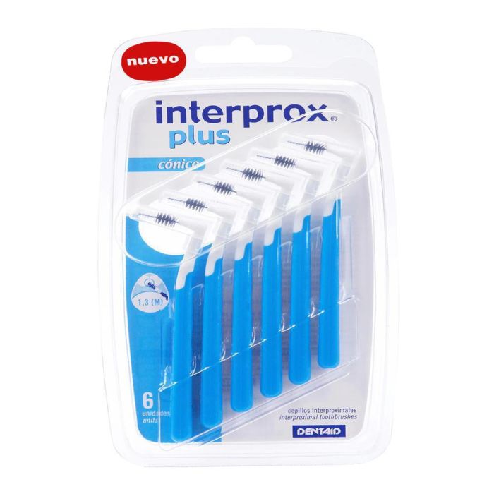 Interprox Plus Cónico Cepillo Interdental 1,0 mm para Ortodoncia Implantes Prótesis Diastemas 6 Unidades