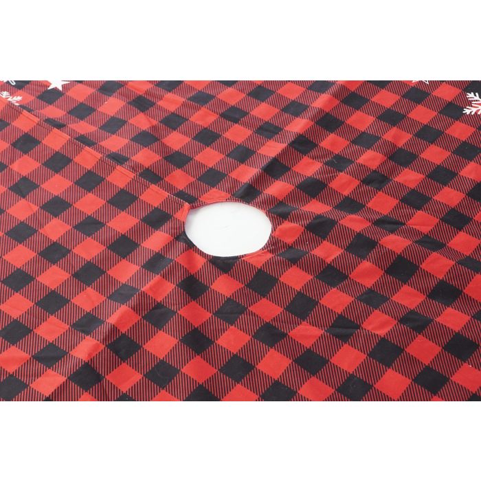 DKD Home Decor Base Árbol Navidad Poliester Rojo Blanco Tartán 121 x 121 x 1 cm (2 Unidades) 1