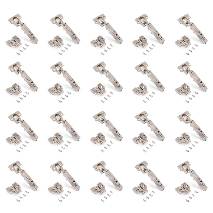 Emuca Lote de 20 bisagras rectas X92 con cierre suave y suplementos para atornillar, Acero, Níquel satinado 0 Emuca Lote de 20 bisagras rectas X92 con cierre suave y suplementos para atornillar, Acero, Níquel satinado 0