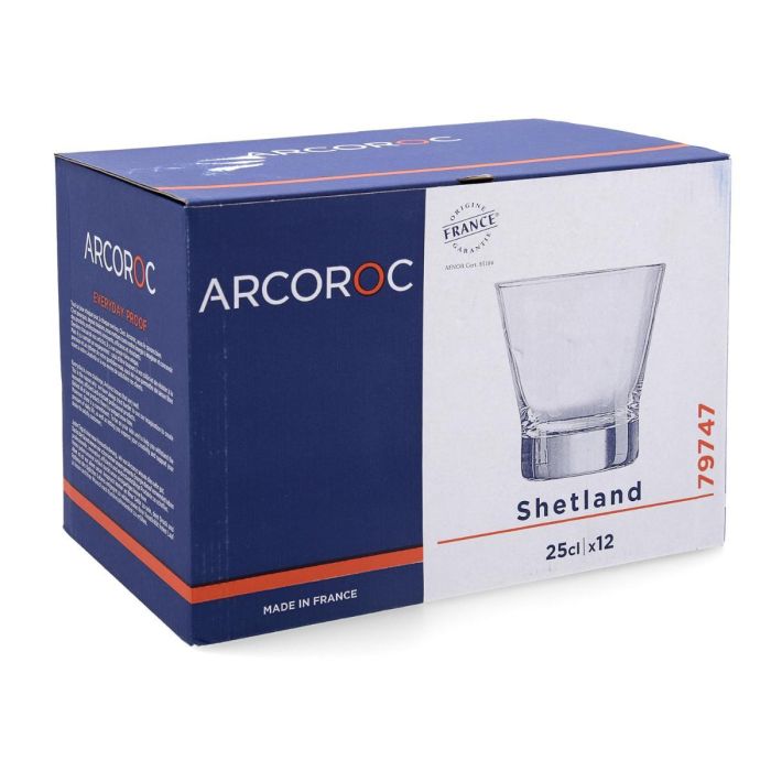 Caja 12 Vasos Bajos Vidrio Shetland Arcoroc 25 cL 2