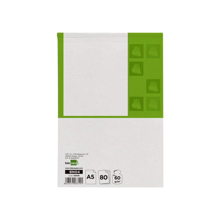 Liderpapel Bloc de notas Din a5 liso 80 hojas 60g/m2 perforado 1
