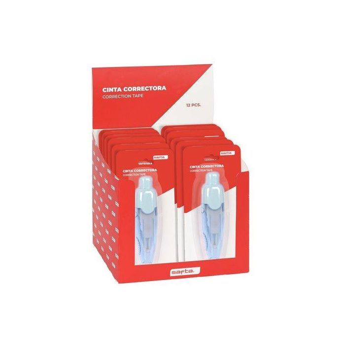 Corrector Cinta Safta Retractil Expositor De 12