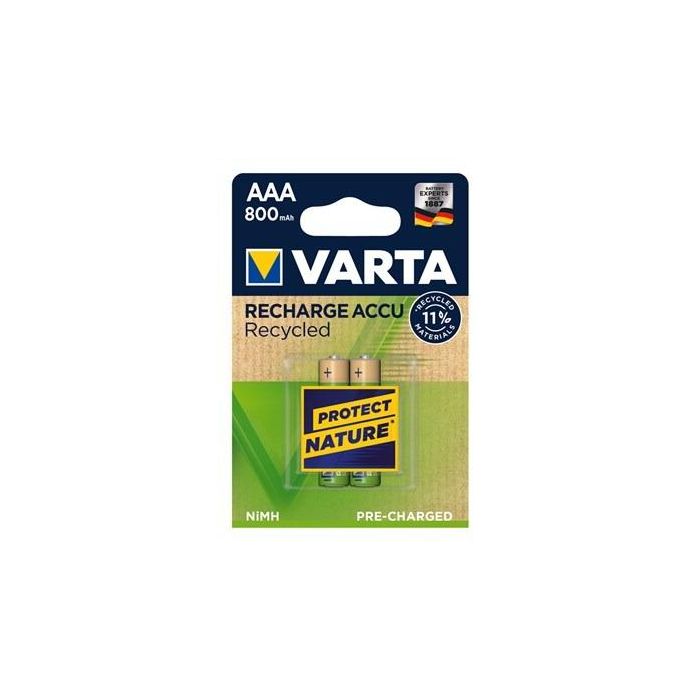 Varta 56813101402 Pilas Recargables NiMH HR03 AAA 800mAh Accu Recycled 2uds