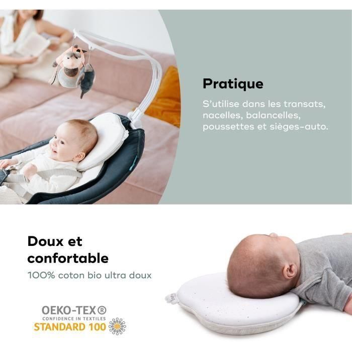 Babymoov Soporte Ergonómico Lovenest Original Antiaplastamiento Cabeza Bebé, Algodón Suave Transpirable, Multiusos Desde Nacimiento Blanco 4