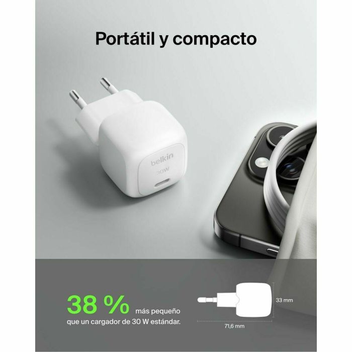 Cable Lightning Belkin WCA008KQWH Blanco 30 W 9 Cable Lightning Belkin WCA008KQWH Blanco 30 W 9