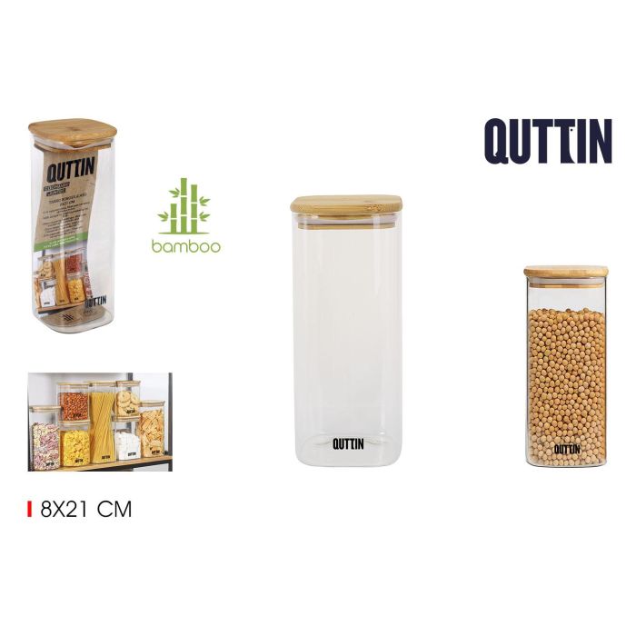 Quttin Tarro de Boro Cuadrado Bambú 8x21 cm 1000 ml (12 Unidades) 0 Quttin Tarro de Boro Cuadrado Bambú 8x21 cm 1000 ml (12 Unidades) 0