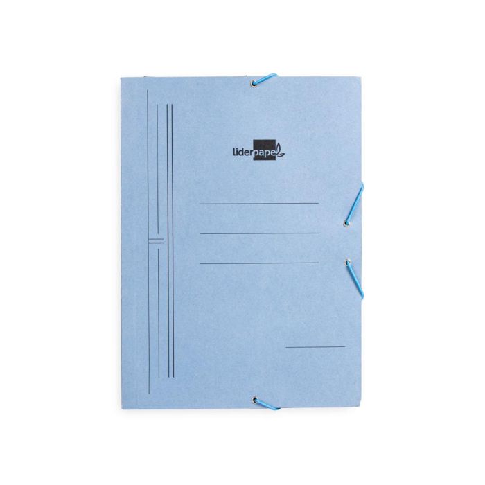 Carpeta Liderpapel Gomas Folio 3 Solapas Carton Pintado Azul 2