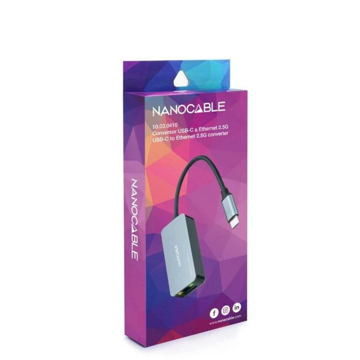 Adaptador USB-C a Red RJ45 NANOCABLE 10.03.0410 Gris 1 Adaptador USB-C a Red RJ45 NANOCABLE 10.03.0410 Gris 1