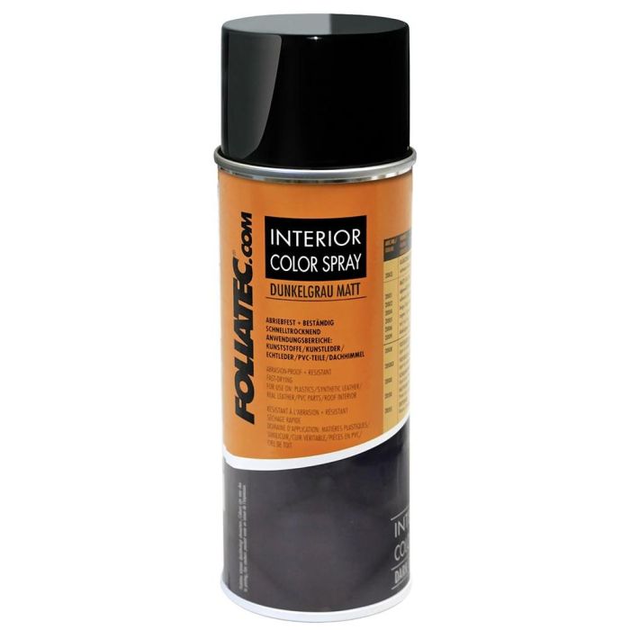 Foliatec FO2009 Spray Color Interior Gris Mate 400 mL para Plástico, Cuero Artificial y Cuero Auténtico